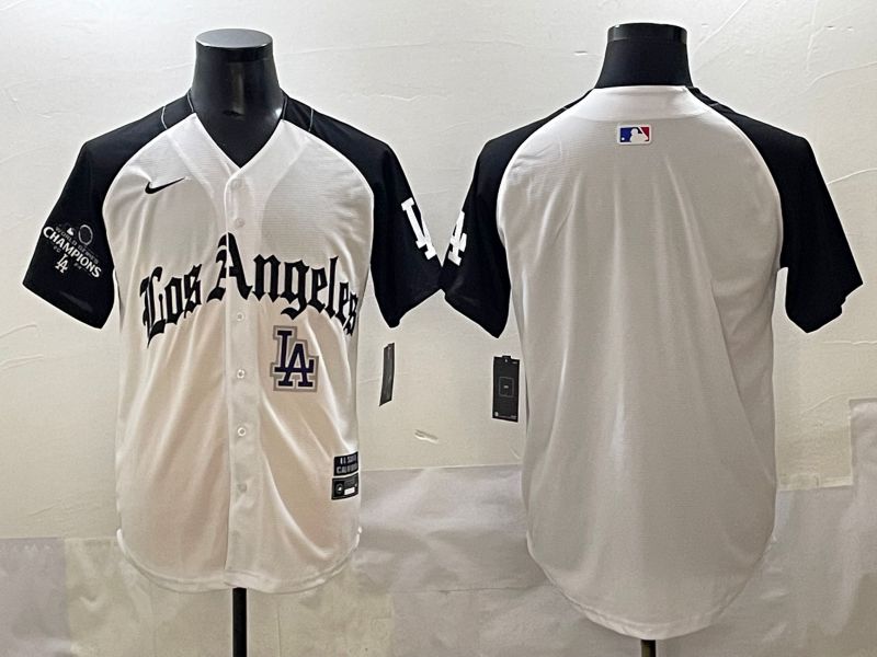 Men 2025 Los Angeles Dodgers Blank White black Five generations Joint Name Nike MLB Jersey style 117